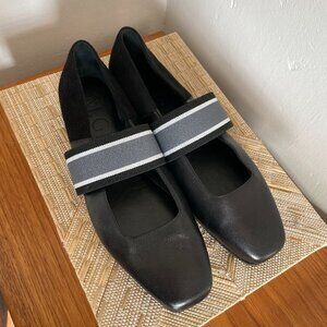 M. Gemi Ballere Ballet Flats Sz 38 (fits as 8) Black Leather Suede Made in Italy